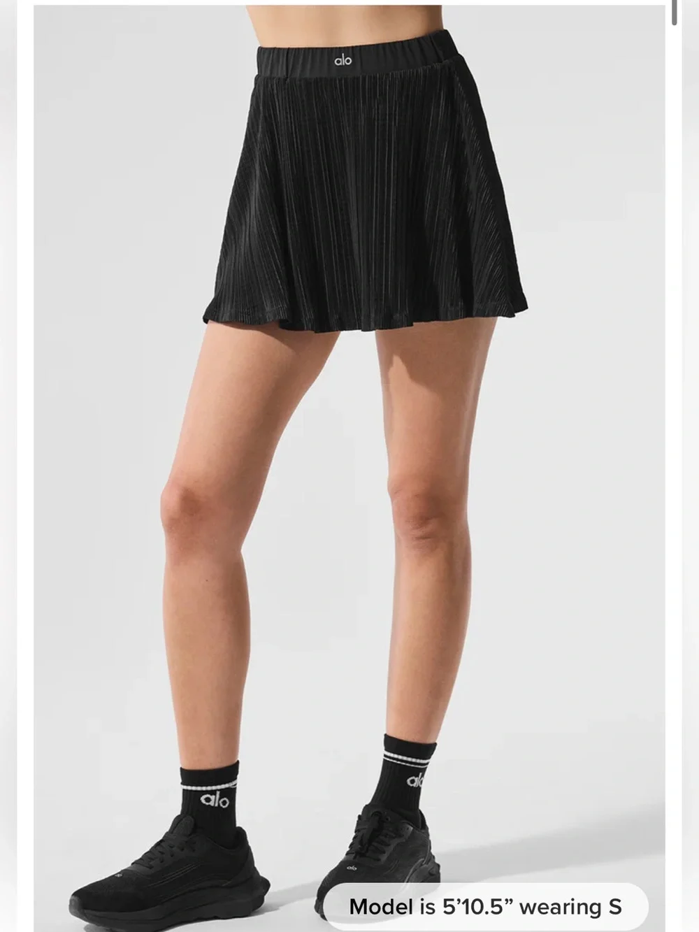 ALO Yoga Black Micro Plisse Skirt